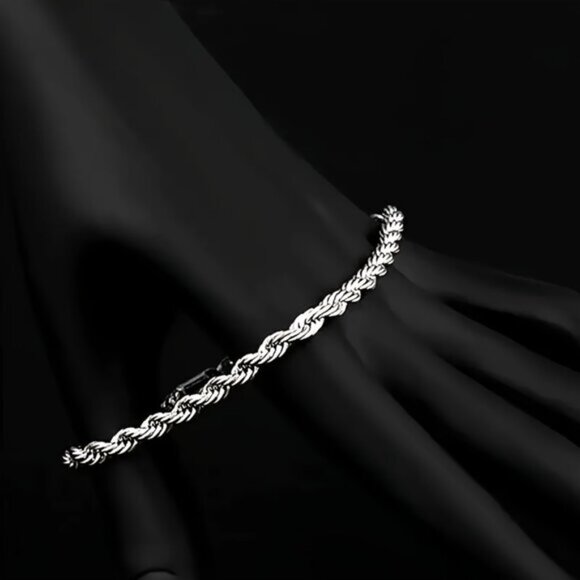 Chic 925 Sterling Silver Twisted Rope Bracelet - Picture 2 of 6